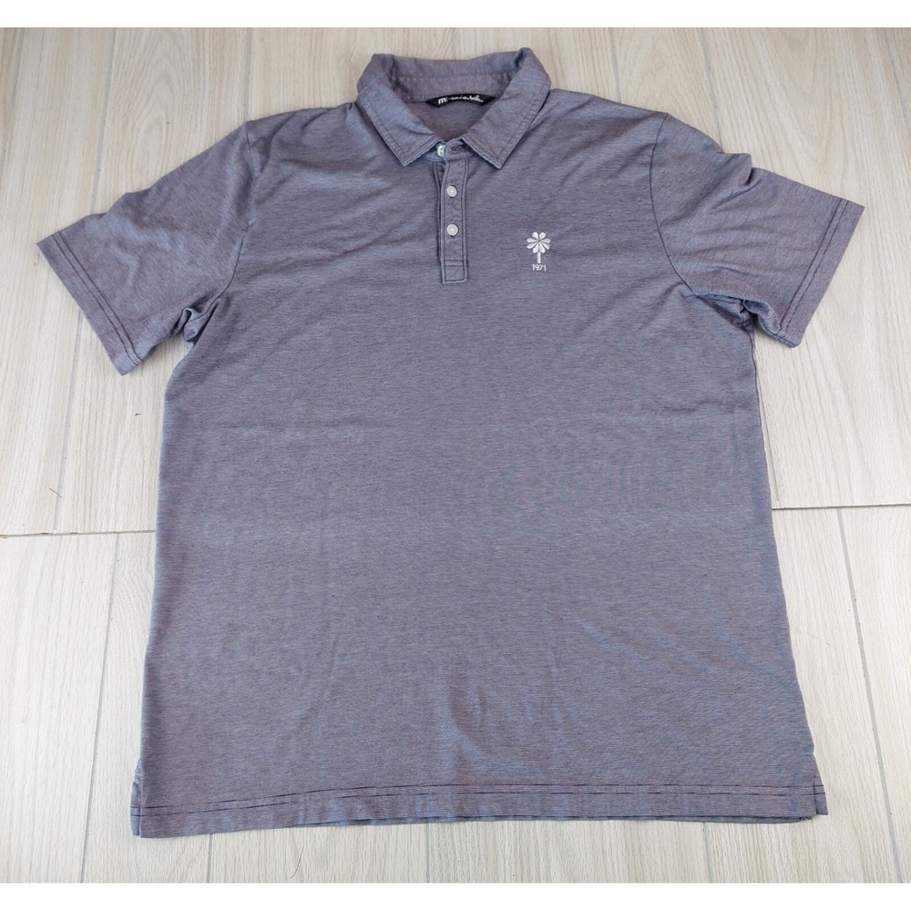 Travis Mathew Polo Shirt Mens XL Purple Micro Stripe Pima‎ Cotton Blend Golf Top